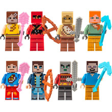 (My world of eight minions) Building Blocks World Series Pixel Figure Set Anime Inspired Mini Action Figures Educational Toy for Kids