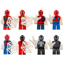 (Spider Man Eight Pack) Buildable Spider-Man Figure Military Super Hero Building Blocks Set for Kids Compatible with Lego