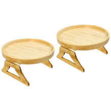 Sofa Armrest Tray Table Light Yellow Foldable 2Pack
