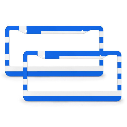 Greek Flag License Plate Frame Metal 2-Pack