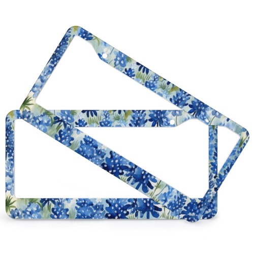 Bluebonnets Field License Plate Frame Set Aluminum 2 pcs 1