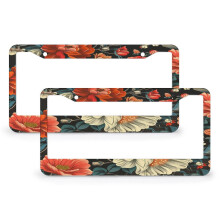 Retro Grammy Floral License Plate Frames Aluminum 2 Pack