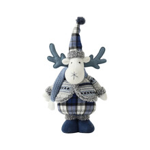 Christmas Snowman Doll Ornament Handmade Plush Blue Fabric