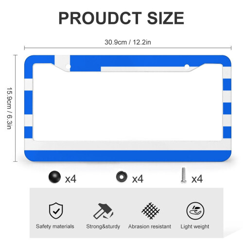 Greek Flag License Plate Frame Metal 2-Pack 2