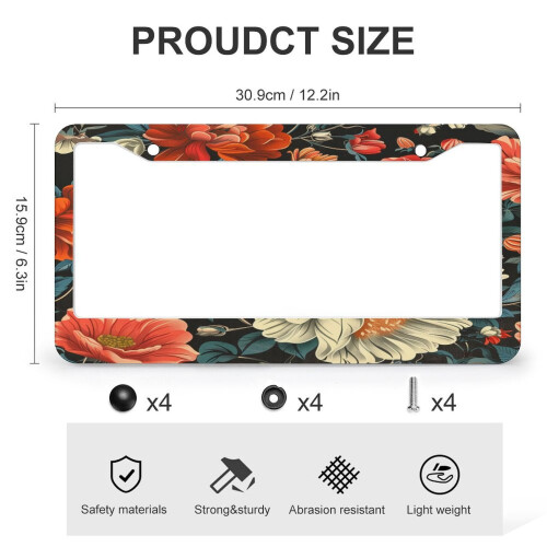 Retro Grammy Floral License Plate Frames Aluminum 2 Pack 2