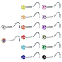 Cubic Zirconia Nose Ring Set 14 Pieces 18G