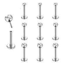 Labret Lip Studs Set Cubic Zirconia 9 Pieces