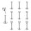 Labret Lip Studs Set Cubic Zirconia 9 Pieces 1