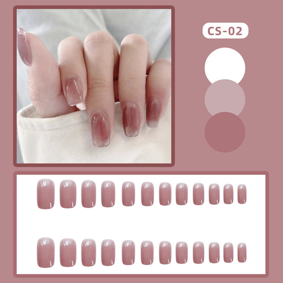 Creation-3C (Jelly Glue Model) Glossy Pink False Nails - Reusable Full Cover