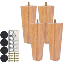 Wooden Sofa Legs Set of 4, 6 cm Height, Solid Replacement