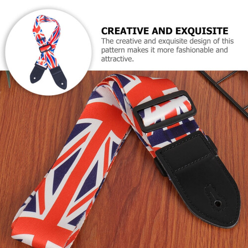 Raindrops Guitar Strap with UK Flag Design Adjustable 2 pcs 2