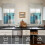Kitchen Curtains and Valance Set Blue Green Matte 3-Pc 3