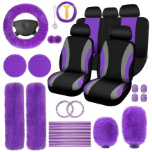 Car Cover Set Plush Steering Wheel and Handbrake Cover