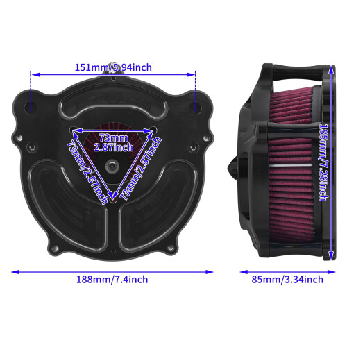 Matte Black Air Cleaner Filter for Harley Road Glide 1