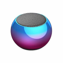 Portable Bluetooth Speaker, Round Mini Wireless Speaker with Blue to Purple Gradient Glossy Finish, Metal Mesh Grille for Desktop Home Office