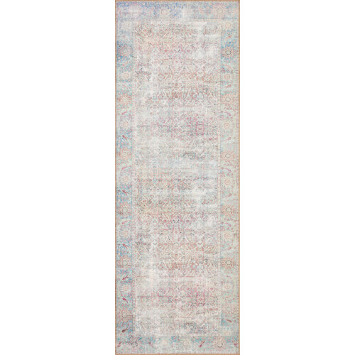 Oriental Area Rug Red Teal 2.5 ft x 9.5 ft 1
