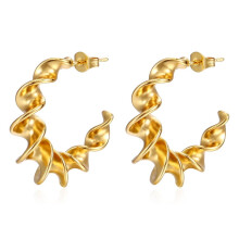 Gold Hoop Earrings for Women Chunky Twisted 1 Pair