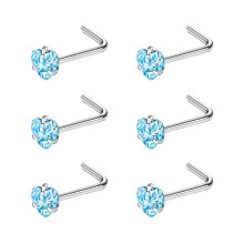 Heart Nose Stud L-Shaped 6 Pcs 20g