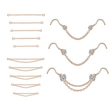 Nose Chain Piercing Set Cubic Zirconia 16 Pcs