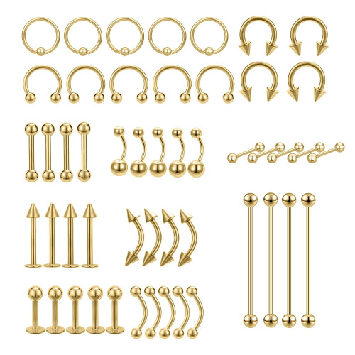 Gold Belly Button Piercing Set 50 Pieces