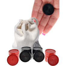 WE Games Wooden Checkers Pieces with Drawstring Storage Bag - 24 Checker Pieces Only - Red & Black, 1.062-inch Diameter