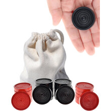 WE Games Wooden Checkers Pieces with Drawstring Storage Bag - 24 Checker Pieces Only - Red & Black, 1.5-inch Diameter