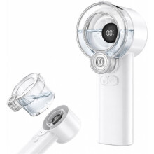 (White) 2-in-1 Handheld Misting Fan, Portable Water Spray Fan Rechargeable With 5 Speeds & LED Display,With Detachable Tank
