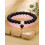 Couple Beaded Bracelet Black Pink 2 pcs 2