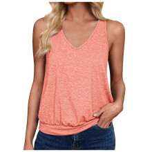Women's Tank Tops Flowy Peplum Sleeveless V-Neck Orange XL