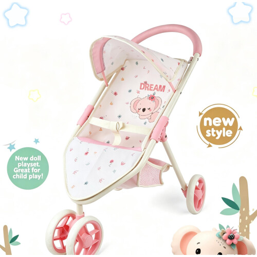 deAO Toys Baby Doll Pram Pink 2