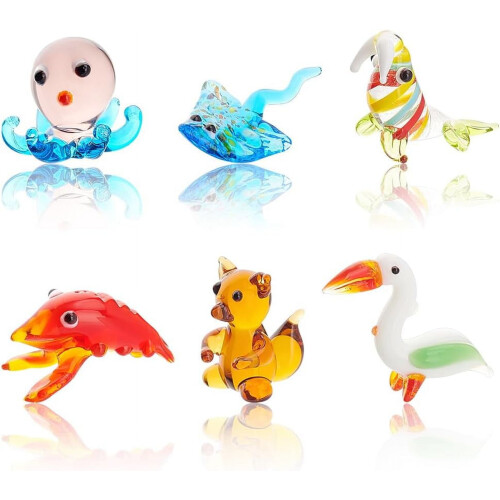 Small Glass Animal Figurines for Home Decor 6 Pcs 1