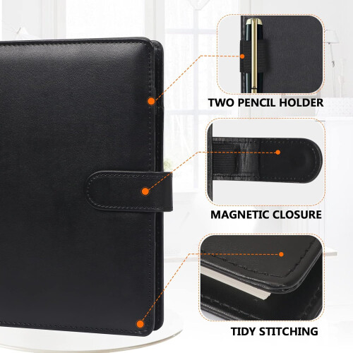 A6 Binder 6-Ring Refillable Notebook Planner Black 1