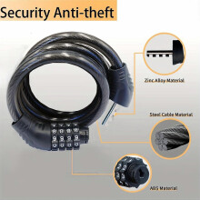 (Orange) Combination Lock 4-Digit Resettable Steel Cable Lock for Bikes Scooters, Anti-Theft Bicycle Lock with PVC Iron Construction, 4 Feet