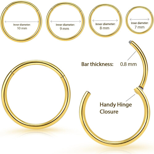 Titanium Nose Rings 20G/18G/16G 5–12mm 2Pcs 2