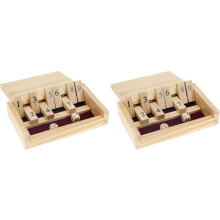 WE Games Mini Shut The Box Game Wooden - 5.5 inches, 9 Number Flip Tiles, Travel Size, Travel Games, Birthday Gifts, Math Games, (Pack of 2)