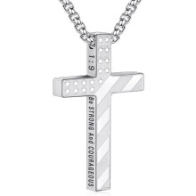 Cross Necklace for Men Stainless Steel 22+2 Inches