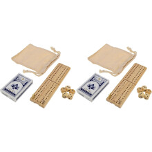 WE Games Travel Cribbage Board Game Set - Foldable 2-Track Mini Wooden Cribbage Board with Cards, Dice, Metal Pegs & Storage Bag-Portable Game -2Pack