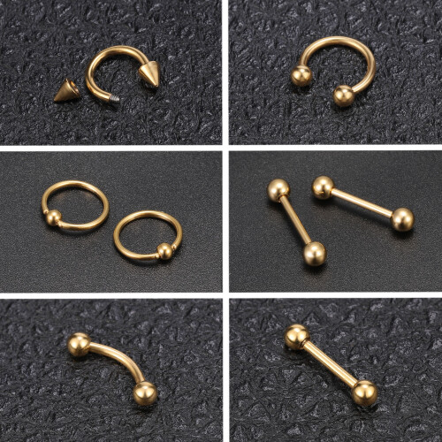 Gold Belly Button Piercing Set 50 Pieces 1