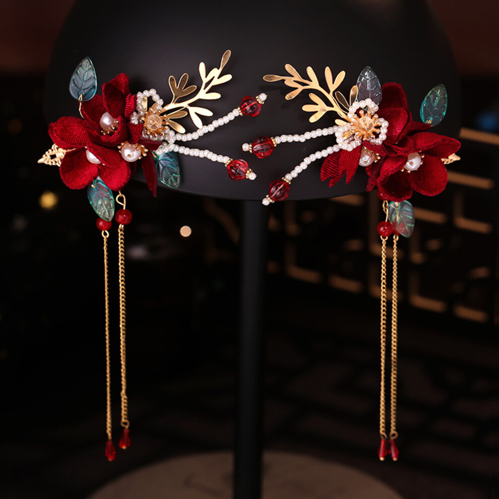Dcph-Clothing Velvet Flower Retro Hair Clips For Thick Hair
