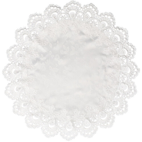 White Round Doily Tablecloth Lace Trim 24 Inch