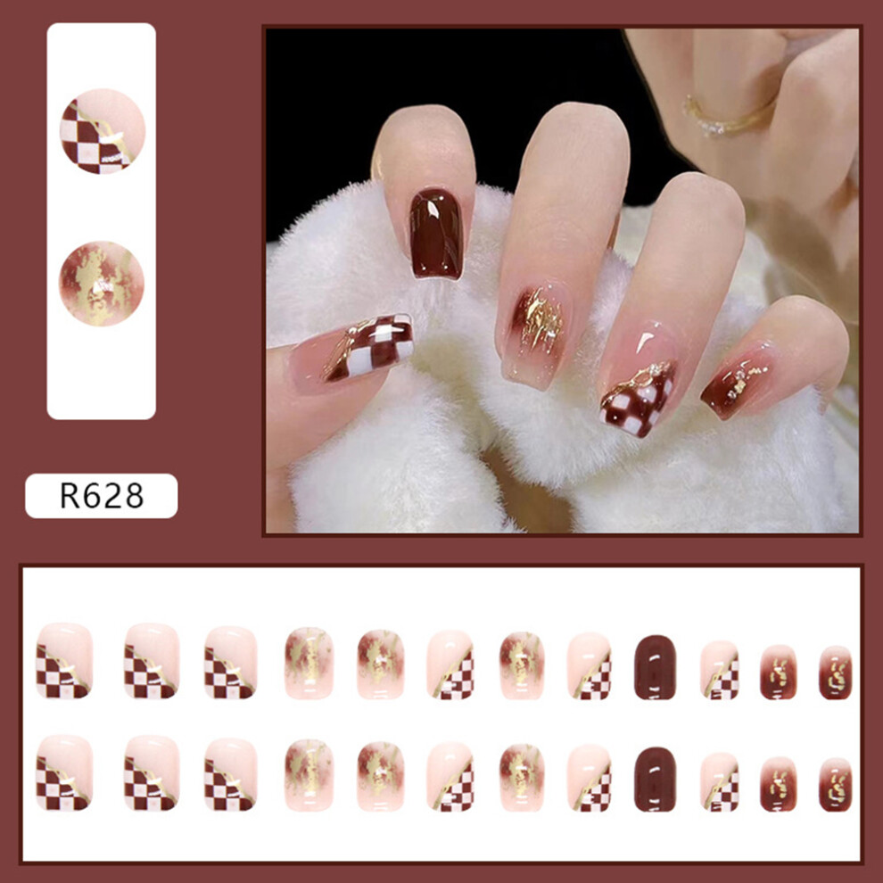 Creation-3C (Jelly Glue Model) 24Pcs Square Fake Nails, Safe & Durable For Women