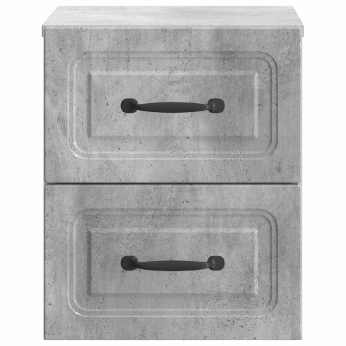 VidaXL vidaXL Wall-Mounted Bedside Cabinet with Drawer 2 pcs Concrete Grey 1