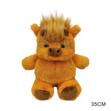 (Camel) A Little Highland Cow Plush Toy Fluffy Soft Cute Realistic Design Stuffed Animal Doll Kids Birthday Gift Throw Pillow