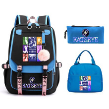 (Brown 6, Three piece set) Katseye Korean Style Backpack Set Large Capacity Lightweight Casual School Bag for Students