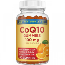 (220g) Coenzyme Q10 Gummies Heart & Brain Health Orange Flavor 60 Count Dietary Supplement for Adults