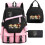 (Pink, Three piece set) Katseye Backpack with USB Charging Lunch Bag Pencil Case 3-Piece Set for Students 1