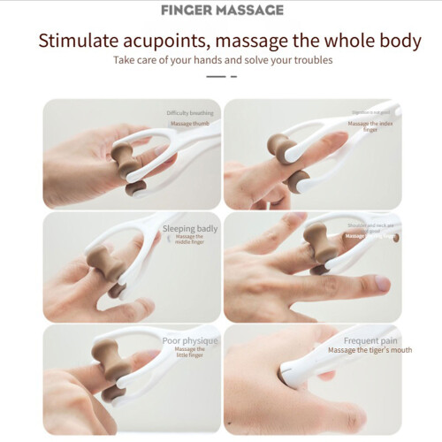 Finger Flexibility Support Massage Bian Stone Massaging-Grey 2