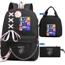 (Lower ribbon 4, Three piece set) Katseye Korean Style Trendy Backpack Set 3-Piece Lightweight Large Capacity Student School Bag