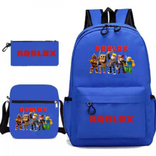(Black, Three piece set) Roblox Game Backpack Lunch Bag Pencil Case 3-Piece Set for Teen Students