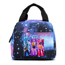(菱格蓝色, 均码) New KPOP Kids Anime Cartoon Korean Style Casual Shoulder Bag Lightweight Crossbody Small Bag Handheld Insulated Lunch Bag